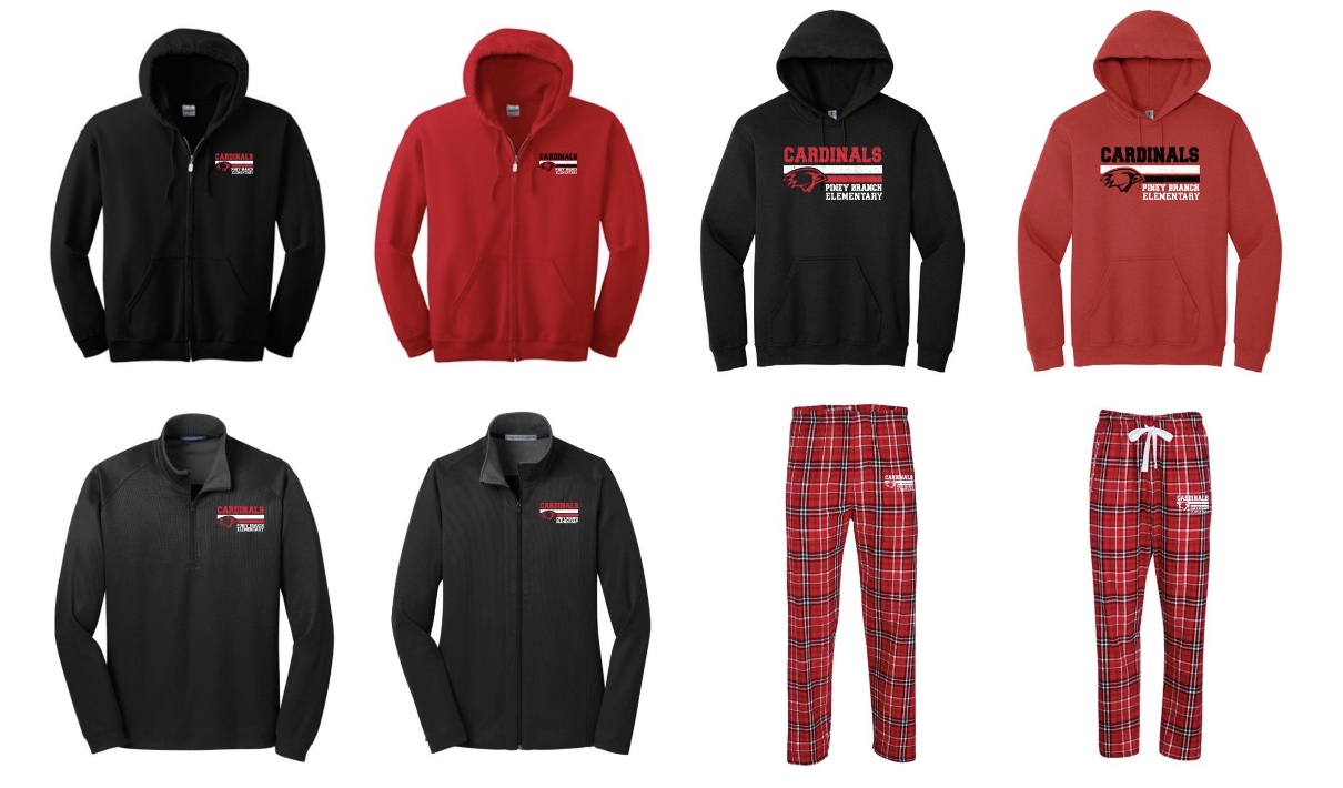 Adult spirit wear hoodies, quarter zips and pajama pants